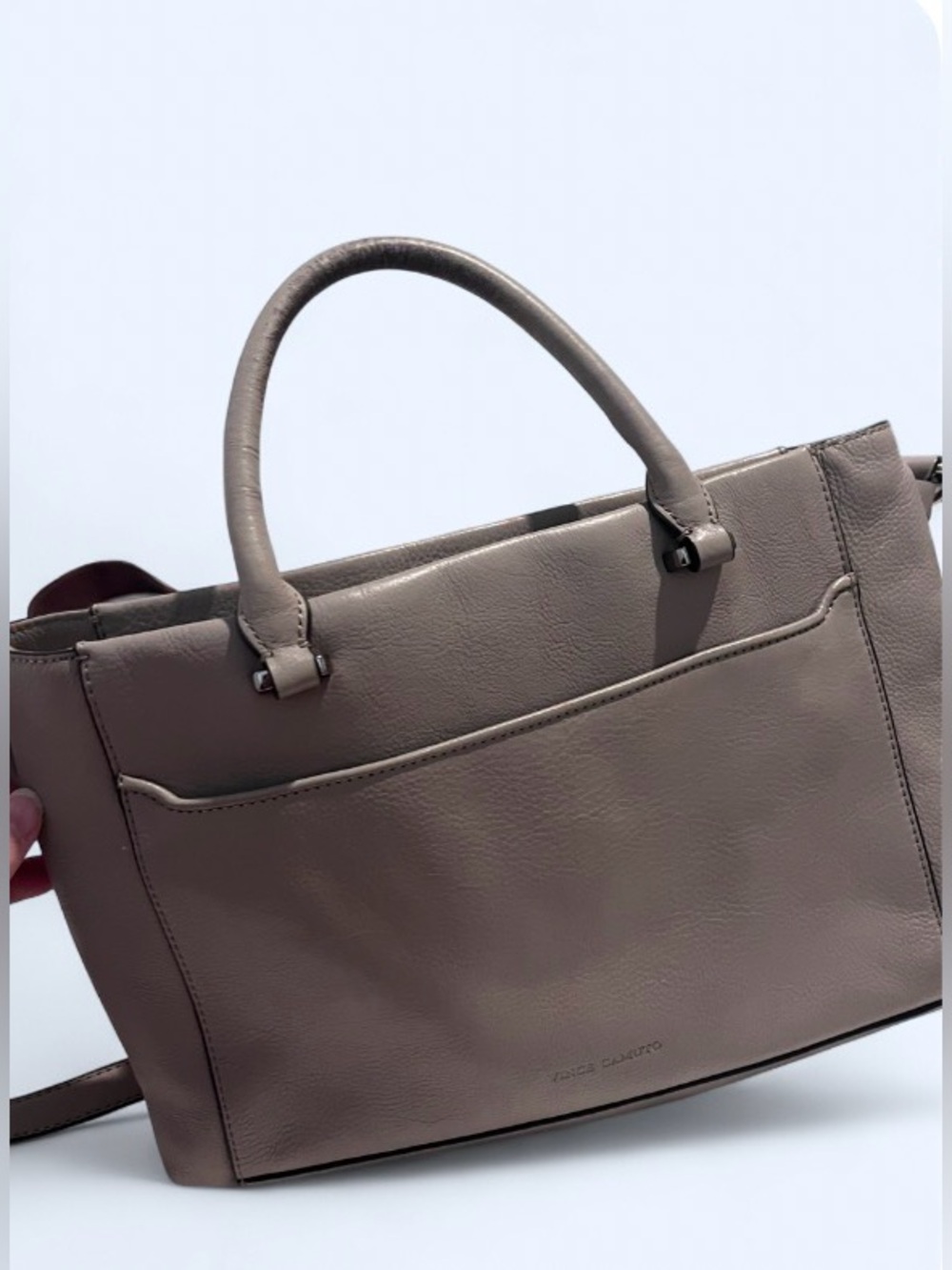 Vince Camuto Genuine Leather Crossbody Bag - Lina in Taupe